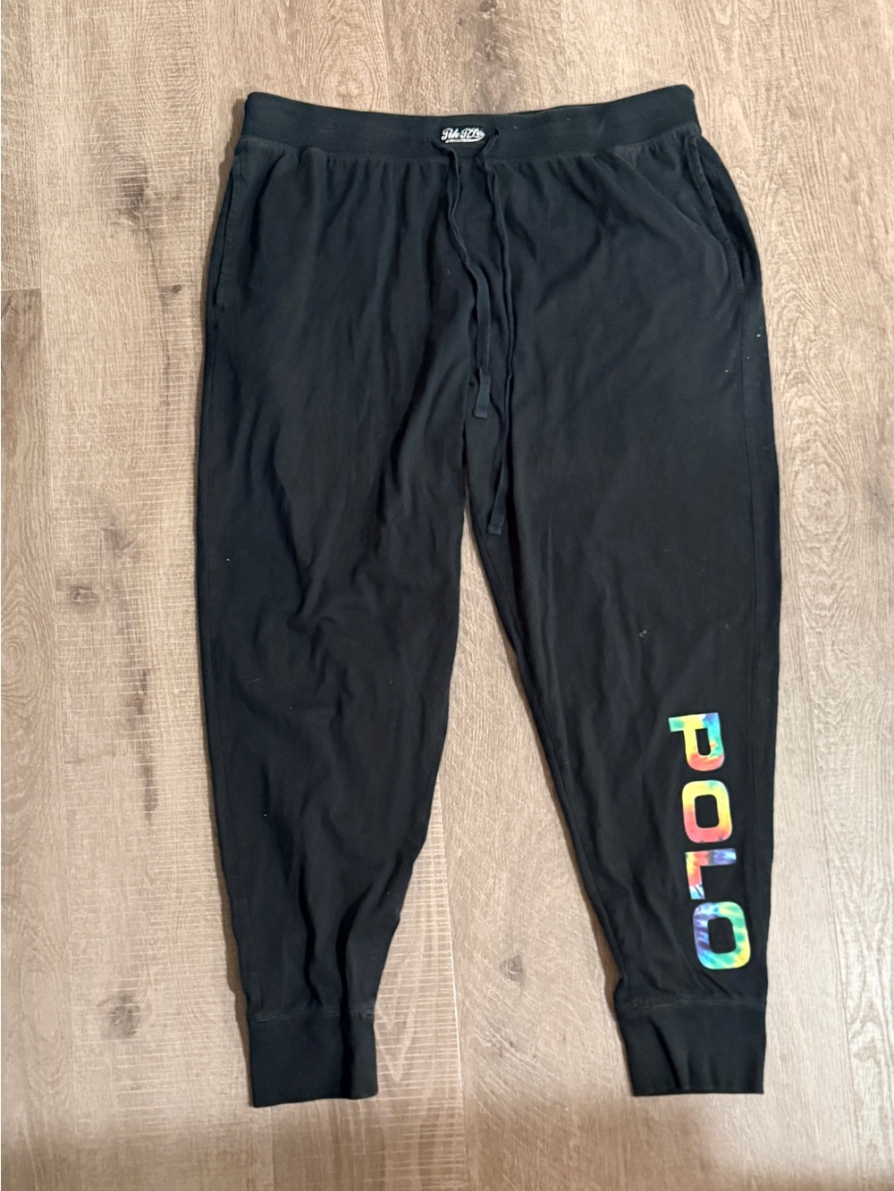 Polo by Ralph Lauren Black Jogger Pants with Rainbow POLO Print